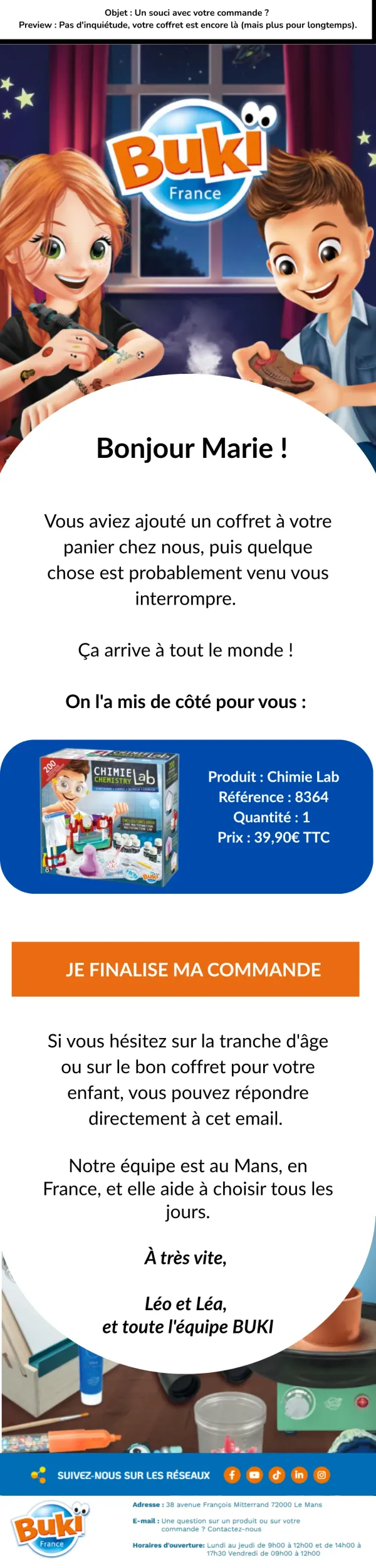 Email réécrit par Alexandra